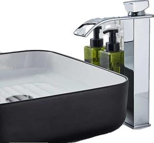 Rubinetto per lavabo, bocca a cascata, comando monocomando, cromato alto
