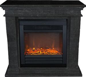 Caminetto elettrico Xaralyn - Kreta-Mini ELU-SBU - pietra naturale nera - riscaldamento 1400 Watt - con telecomando - caminetto da incasso incluso - caminetto decorativo