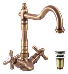 Miscelatore per lavabo con uscita click-clack MORAVA RETRO OLD BRASS, Colore: old brass, Dimensioni: 1/2'' (MK121.5/8SM)