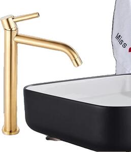 Rubinetto per lavabo, design monocomando, disponibile in oro spazzolato e nero opaco, oro spazzolato