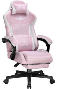 Sedia da gioco GTPLAYER, sedia da gioco ergonomica in lino con supporto lombare, sedia per PC con schienale allargato, portata fino a 150 kg, rosa