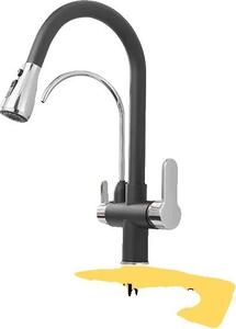 Rubinetto da cucina, doppia maniglia, finitura cromata, cromo nero