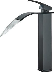 Rubinetto per lavabo, struttura in ottone, comando monocomando, nero alto