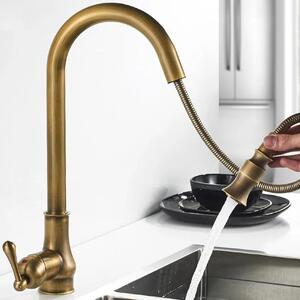 Rubinetto da cucina, bocca flessibile, montaggio a soffitto, funzione doccia estraibile, antico senza sensore A
