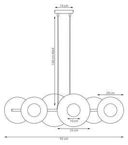 Lampadario a sospensione su cavo UMBRA 6xG9/8W/230V rosso