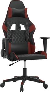 VidaXL Sedia da gioco con funzione massaggio in ecopelle nera e rosso vino