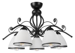 Lampadario a soffitto RETRO 5xE27/60W/230V nero/bianco