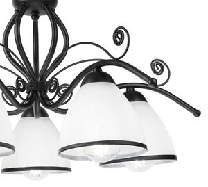 Lampadario a soffitto RETRO 5xE27/60W/230V nero/bianco