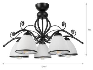 Lampadario a soffitto RETRO 5xE27/60W/230V nero/bianco