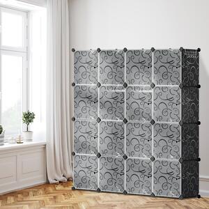 Jayseuw Armadio a 16 scomparti Set di scaffali fai da te Sistema di scaffali LWH: 140x140x35cm Armadio combinato in pannelli PP Armadio con 2 ganci per cappotti