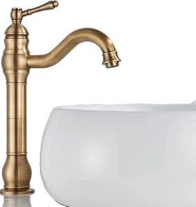 Rubinetto per lavabo, a soffitto, con comando monocomando, ottone antico