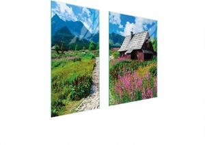 Piastre copri fornelli 2 pezzi 75x52 Vetroceramica copri piano cottura tagliere in vetro paesaggio village