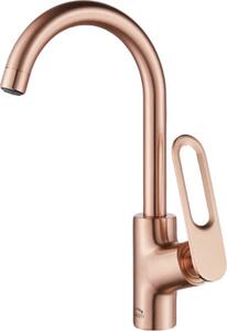 Rubinetto da lavello di design con bocca a U in oro rosa