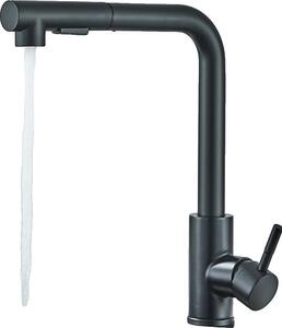 Rubinetto da cucina, funzione spray estraibile, acciaio inossidabile resistente, nero opaco A