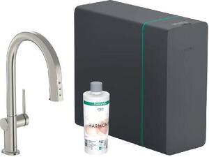 Hansgrohe Aqittura M91 - Miscelatore per lavello con bocca estraibile, SodaSystem, sBox, finitura acciaio inox 76836800