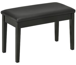 HOMCOM Sgabello per Pianoforte con Vano Contenitore in Legno e Finta Pelle PU, 75x35x49cm, Nero