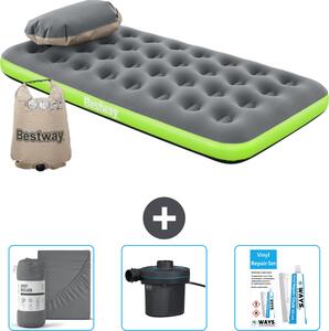 Materasso gonfiabile Bestway - 1 persona - 99 x 188 x 22 cm - grigio/verde - accessori inclusi