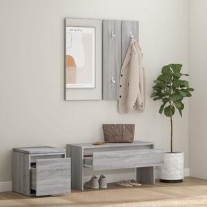 The Living Store Set di mobili per corridoio in legno grigio Sonoma