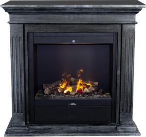 Caminetto a vapore acqueo Xaralyn - Cadiz EAL-SBU - pietra naturale lucida nera - riscaldatore da 1500 watt - con telecomando - caminetto elettrico Opti-Myst - caminetto da incasso incluso - caminetto decorativo