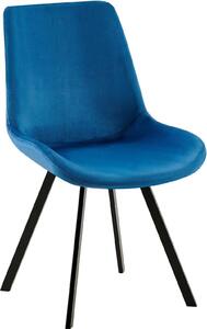 Sedia da pranzo in velluto - Sedia girevole - Seduta confortevole | Colore: blu scuro