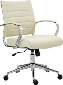 Sedia ergonomica da ufficio, sedia da ufficio - Comfort regolabile, struttura cromata | Materiale: tessuto. Colore: crema