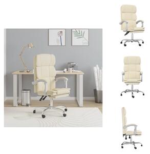 VidaXL Sedia da ufficio con funzione reclinabile in Pelle finta crema - Sedie da ufficio