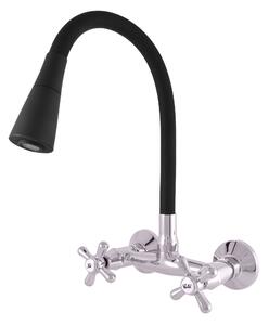RAV Slezák Slezák Rav Rubinetto per lavello con braccio flessibile con doccia MK102/13 Colore: cromo/nero, Dimensioni: 100 mm