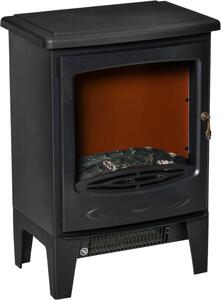 Fortuna Lai Camino elettrico a stufa con effetto fiamma 900/1800W Nero
