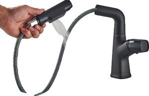 Rubinetto per lavabo, rotazione a 360°, design monocomando, nero opaco