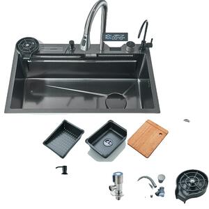Lavello in acciaio inox, grande capacità, rubinetto multifunzione a cascata, display digitale , 75X45 D2Y75X45 D2Y