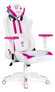 Diablo X- Ray Gaming Armchair Poltrona da ufficio 4D Braccioli Design ergonomico Similcuoio Perforazione Funzione a dondolo Dimensioni normali Bianco-Rosa