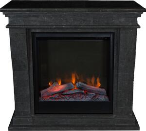 Caminetto elettrico Xaralyn - Kreta-Mini ELE-SBU - pietra naturale nera - riscaldamento 1500 watt - con telecomando - caminetto da incasso incluso - caminetto decorativo