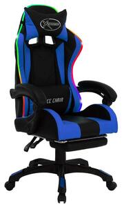 Sedia da gioco con luci LED RGB in ecopelle blu e nera