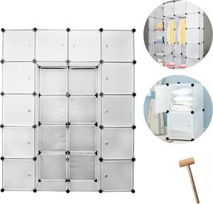 Aopunly 20 scatole sistema di scaffalatura fai da te armadio armadio scaffale 142x37x180cm Bianco