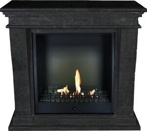Caminetto a etanolo Xaralyn - Kreta-Mini BCL-SBU - pietra naturale nera - riscaldamento 3 kW - caminetto da incasso incluso - caminetto decorativo