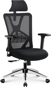 Sedia da ufficio Sedia ergonomica da scrivania, sedia ergonomica con schienale alto e supporto lombare regolabile, poggiatesta e bracciolo in metallo 3D