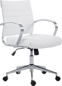 Sedia ergonomica da ufficio, sedia da ufficio - Comfort regolabile, struttura cromata | Materiale: Pelle finta. Colore: bianco