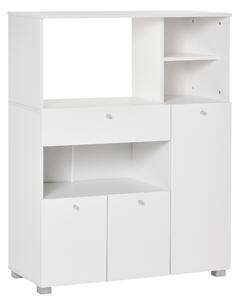 HOMCOM Mobile Cucina per Microonde con Armadietti, Mensole e Cassetto, Credenza Moderna in Legno 90x40x120cm Bianco|Aosom