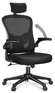 Sedia da ufficio Sedia da ufficio ergonomica, sedia da scrivania sedia da computer sedia girevole con cuscino di seduta dal design a rete, poggiatesta e braccioli regolabili, portata massima 150kg/330lb nero