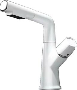 Rubinetto per lavabo, acciaio inossidabile, cartella in ceramica, bianco