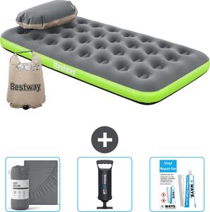 Materasso gonfiabile Bestway - 1 persona - 99 x 188 x 22 cm - grigio/verde - accessori inclusi