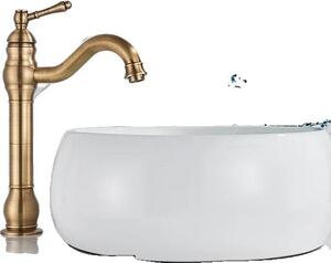 Rubinetto da lavabo, da incasso, acqua calda e fredda, stile classico, ottone anticato H