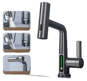 Miscelatore per lavabo con display digitale intelligente, sensibile alla temperatura, con funzione di estrazione, RubinettoManopoleManiglia