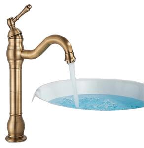 Rubinetto per lavabo, montaggio a soffitto, rotazione di 360 gradi, ottone antico alto