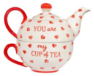 Set da tè in ceramica bianca e rossa You are My Cup of Tea - Sass & Belle