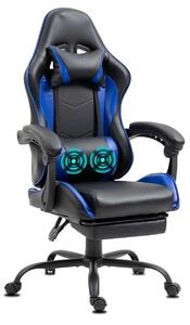 Delman Sedia da ufficio Sedia da gioco Poltrona da gioco massaggiante Ergonomica con poggiapiedi Poggiatesta Massaggio Cuscino lombare Sedia da gioco Girevole 02-0042 Blu