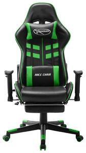 VidaXL Sedia da gioco con poggiapiedi in ecopelle nera e verde