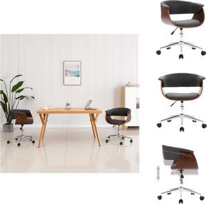 VidaXL Sedia da ufficio girevole in legno curvato e tessuto grigio - Sedie da ufficio