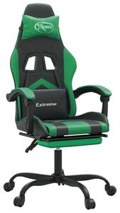 Sedia da Gaming Girevole con Poggiapiedi Nero Verde Pelle finta