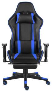 Sedia da Gaming Girevole con Poggiapiedi Blu in PVC